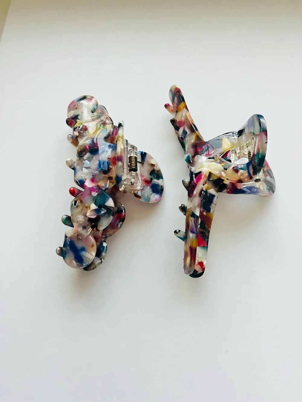 Multicolor Resin Hair Claw Clip - Set of 2